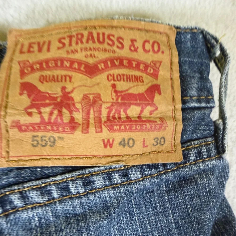 Levis 559 Relaxed Straight Jeans Mens 40x30 Medium Wash Blue Denim 7954